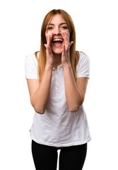 Fototapeta premium Beautiful young girl shouting