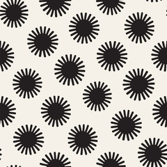 Fototapeta premium Vector seamless sunburst shapes freehand pattern. Abstract background with round brush strokes. Hand drawn texture