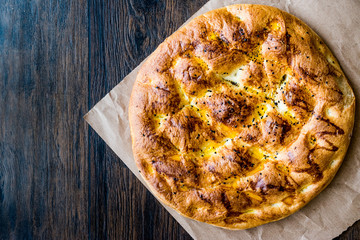 Turkish Ramadan Pita or Ramazan Pidesi. (Pide)