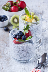 chia seed pudding with fresh fruits