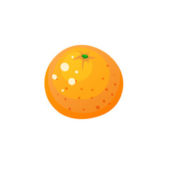 Bright cartoon orange icon. Colorful citrus fruit symbol isolated on white background. Vector illustration.
