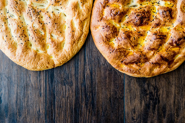 Turkish Ramadan Pita or Ramazan Pidesi. (Pide)