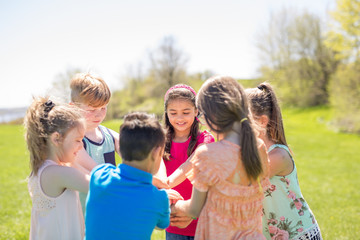 Fototapeta premium Group of child have fun on a field