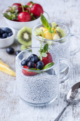 chia seed pudding with fresh fruits