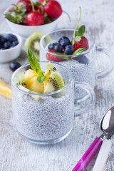 chia seed pudding with fresh fruits