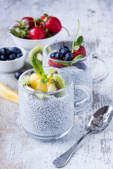 chia seed pudding with fresh fruits