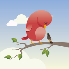 Large angry bird and a small bird