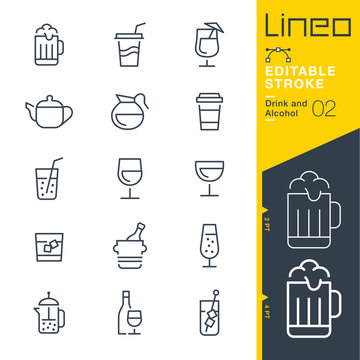 Lineo Editable Stroke - Drink and Alcohol line icons
Vector Icons - Adjust stroke weight - Expand to any size - Change to any colour