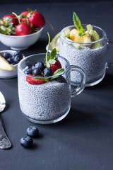 chia seed pudding with fresh fruits