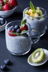 chia seed pudding with fresh fruits