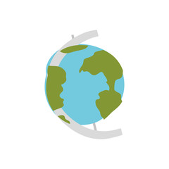 white background with hand drawn color silhouette of earth globe vector illustration