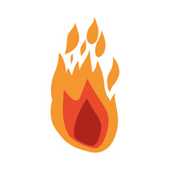 white background with hand drawn color silhouette of flame vector illustration