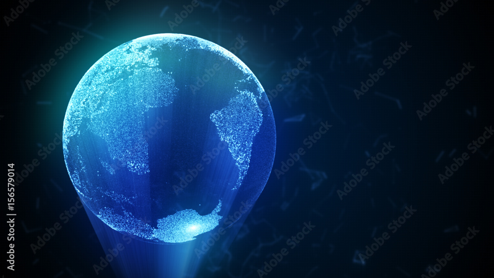 Poster 3d illustration abstract globe with particles and plexus structure. copy space