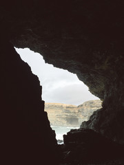 Remnants of an old mine near the volcanic caves in Ajuy village, Fuerteventura, Canary Islands, Spain