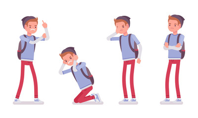 Teenager boy showing negative emotions