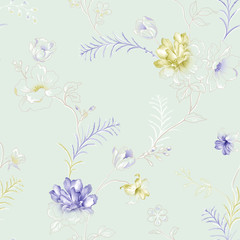 Vivid repeating floral - For easy making seamless pattern use it for filling any contours
