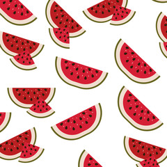 white background with pattern of watermelon sliced vector illustration