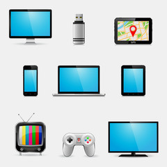 Electronic devices and multimedia gadgets icons