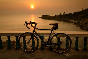 bicycle silhouette on a sunset, Phuket Thailand