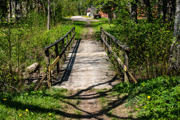 reflection of clouds in the lake with boardwalk