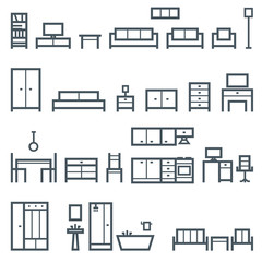 Vector furniture outline icons 2