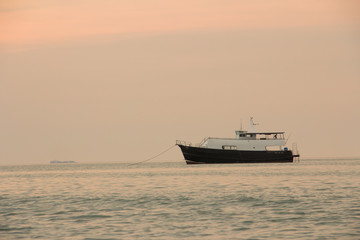 Fototapeta na wymiar The boat on the sea in Pataya ,Thailand.