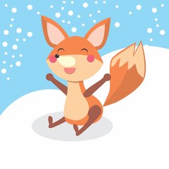 Happy Fox and snow