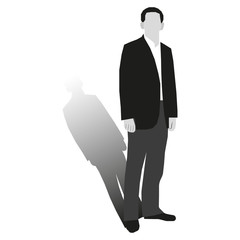 vector image silhouette of a man with a shadow on a white background
