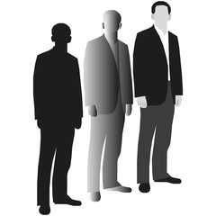 vector image silhouettes of men on a white background