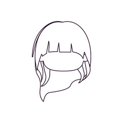 monochrome silhouette of faceless head of little girl with long hair vector illustration