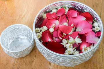 water with floating flowers, Traditional culture in Thai general