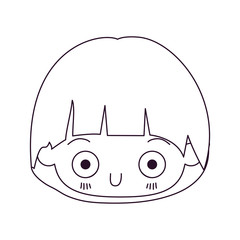 monochrome silhouette of kawaii head of little boy with facial expression depressed vector illustration