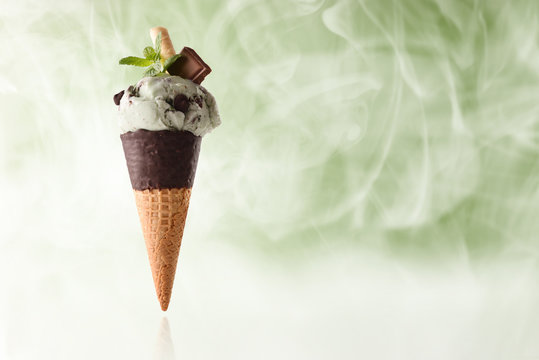 Ice Cream Cone Flavored Mint Choco Cold Steam