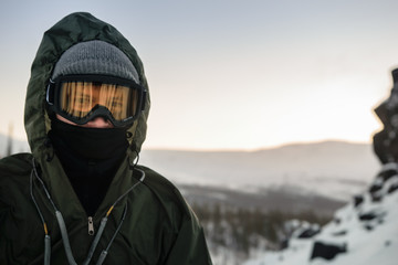 Fototapeta na wymiar Tourist in Russian Lapland, Kola Peninsula