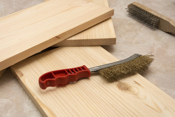 Metal brush for grinding of boards before polishing