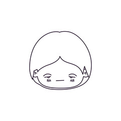 monochrome silhouette of facial expression sad kawaii little boy vector illustration vector illustration