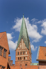 Fototapeta na wymiar Tower of the St. Johannis church of Luneburg