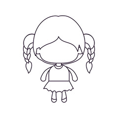 monochrome silhouette of faceless little girl with braided hair vector illustration