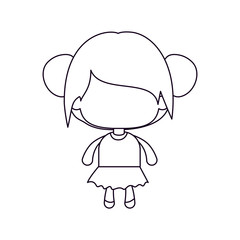 monochrome silhouette of faceless little girl with collected bun hair vector illustration