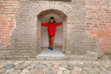 Teenager and woman in a medieval castle