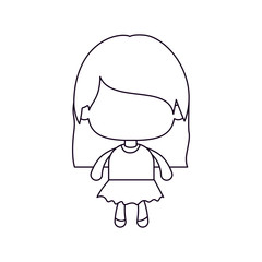 monochrome silhouette of faceless little girl with straight hair vector illustration