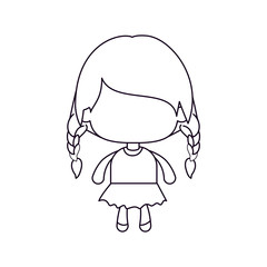 monochrome silhouette of faceless little girl with braided hair medium height vector illustration