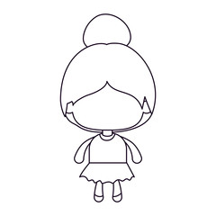 monochrome silhouette of faceless little girl with collected hair vector illustration