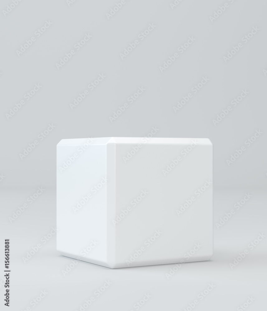 Poster white cube on wall studio background. 3d rendering