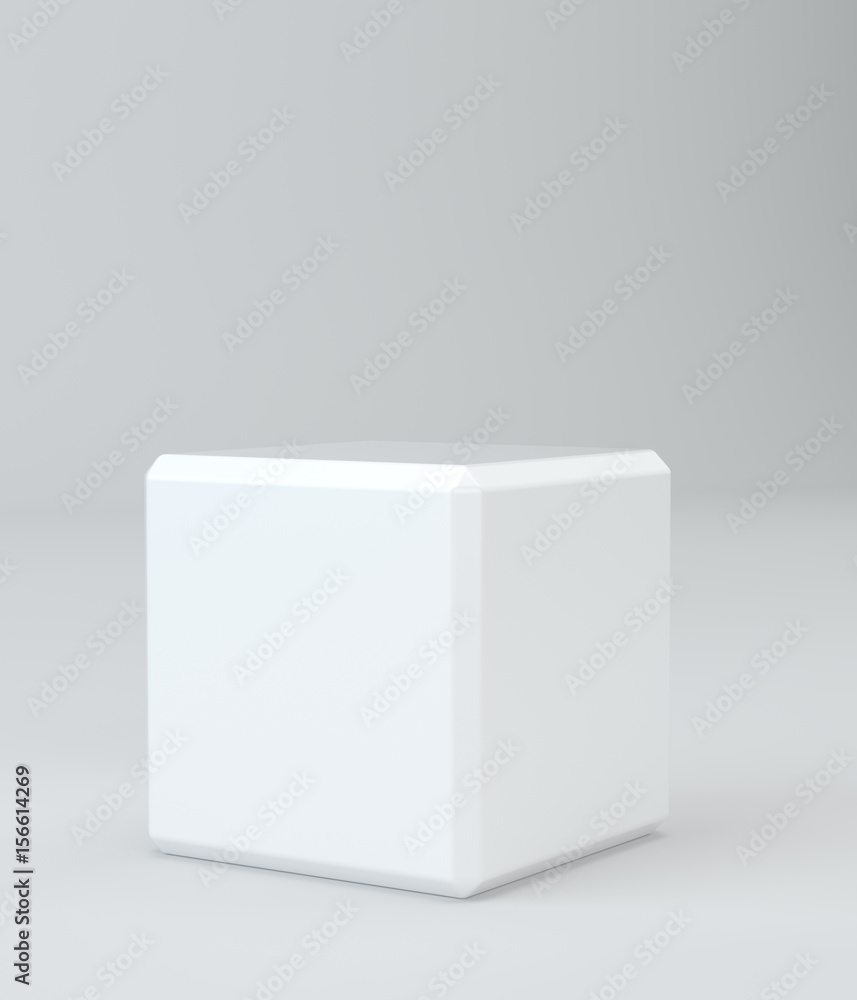 Poster white cube on wall studio background. 3d rendering