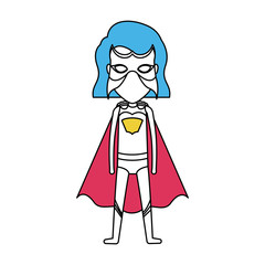 color silhouette with standing girl superhero with short hair vector illustration