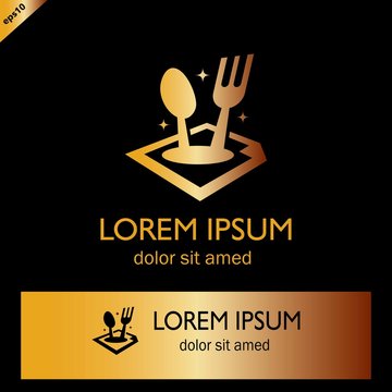 Spoon Fork Gold Restaurant Logo