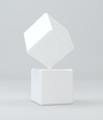 3d white cubes isolated on background. 3d rendering.