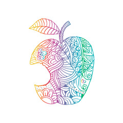 Apple. Hand Drawn Decorative Fruit. 