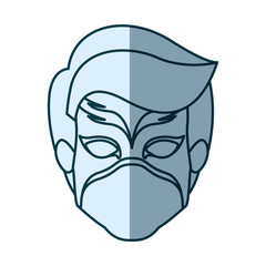 blue silhouette with face of boy superhero with mask vector illustration